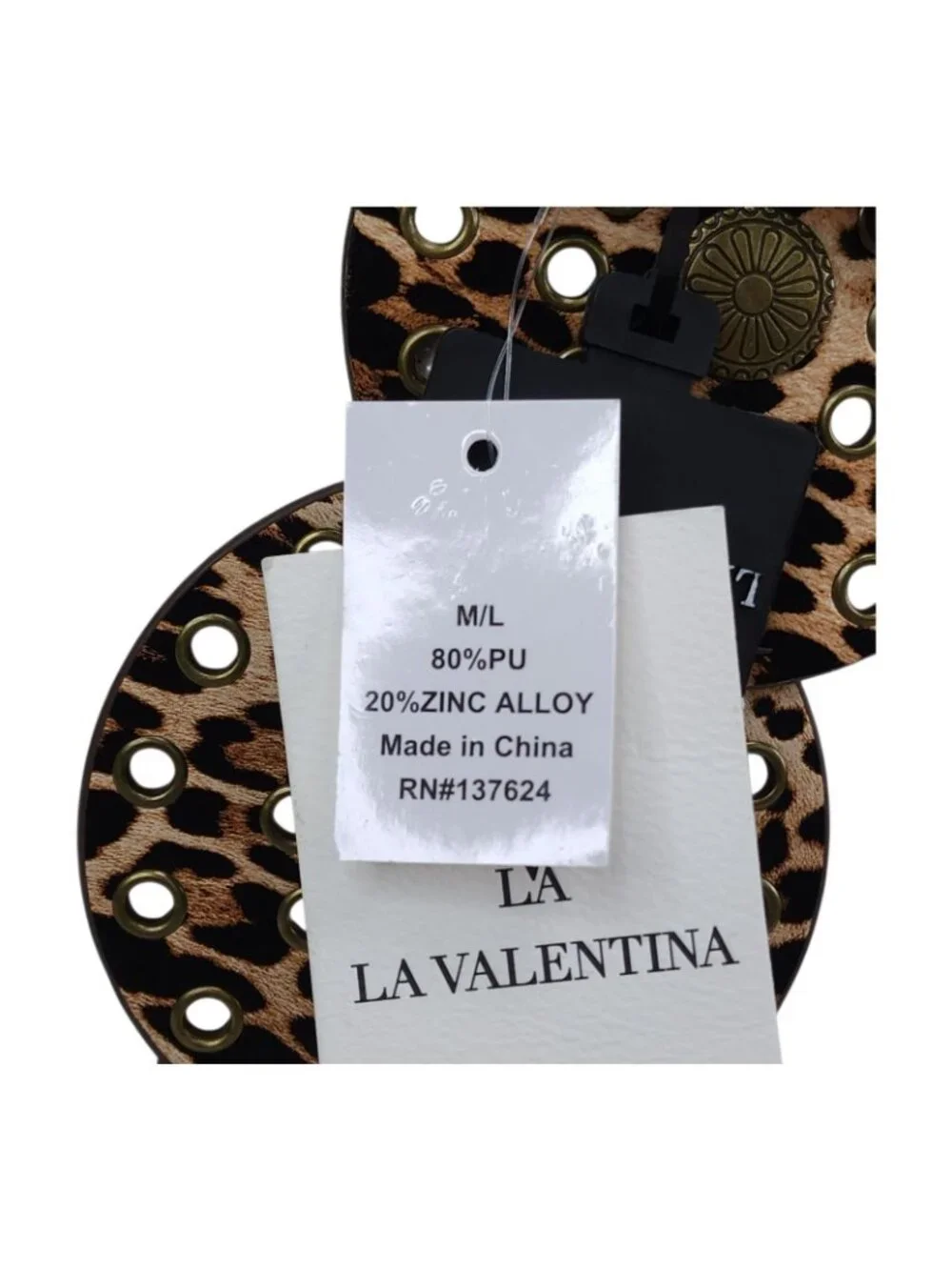 La Valentina Leopard Print Belt Concho With Medallion Accent M/L 48
